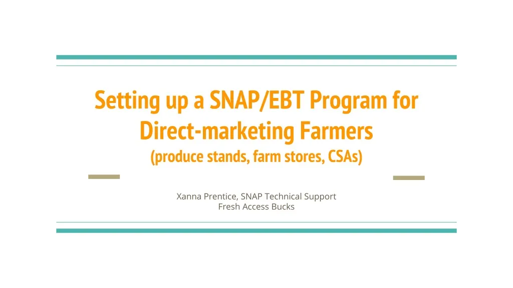 setting up a snap ebt program for direct marketing farmers produce stands farm stores csas