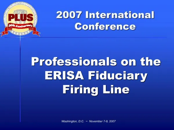 Professionals on the ERISA Fiduciary Firing Line