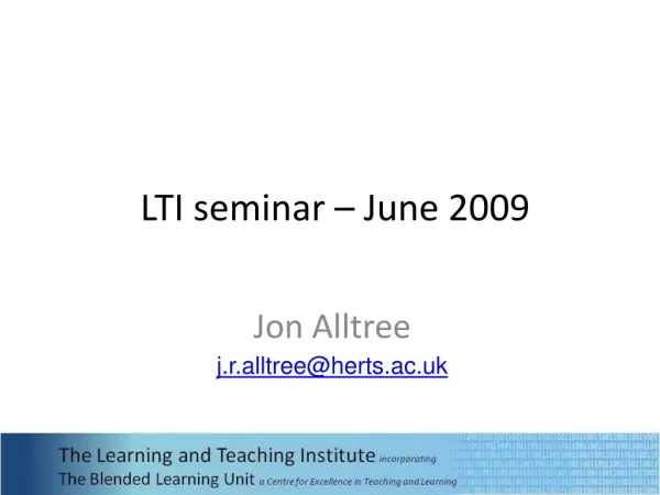 LTI seminar – June 2009
