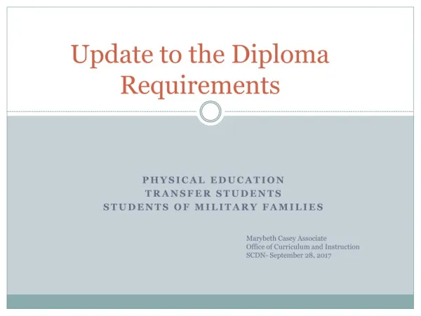 Update to the Diploma Requirements
