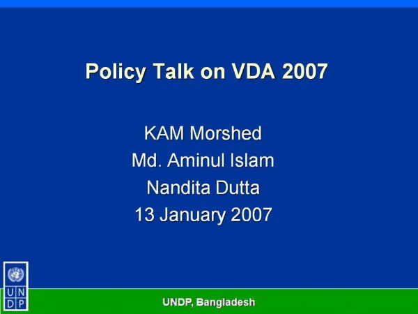 Policy Talk on VDA 2007