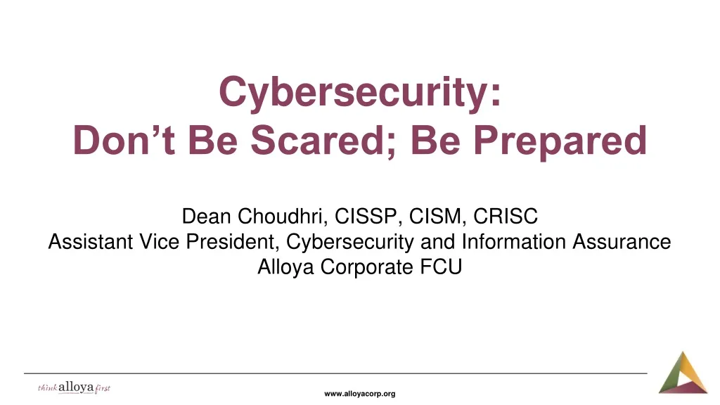 cybersecurity don t be scared be prepared dean