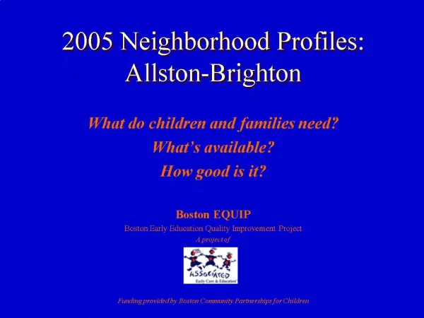 2005 Neighborhood Profiles: Allston-Brighton