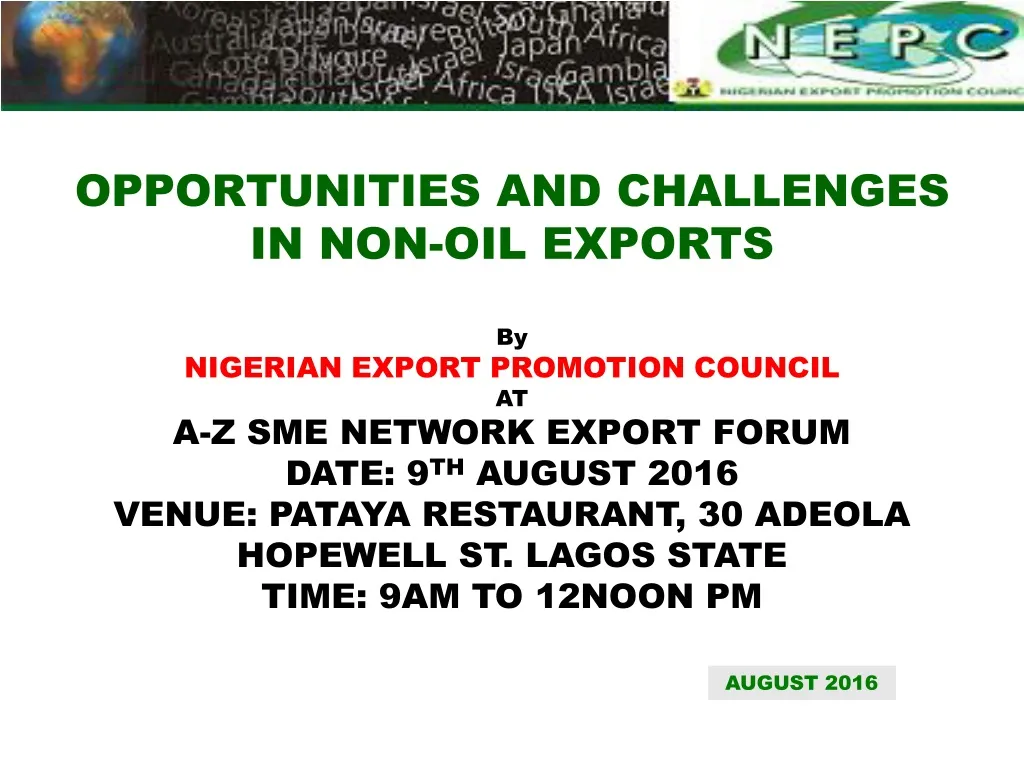 opportunities and challenges in non oil exports