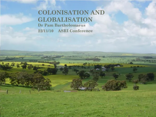 COLONISATION AND GLOBALISATION