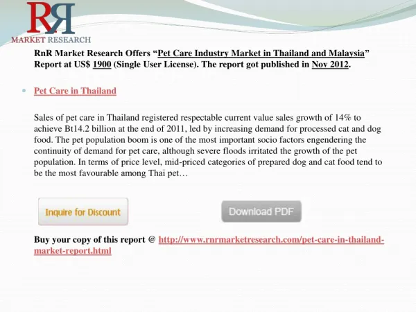 Pet Care Market Report in Thailand and Malaysia