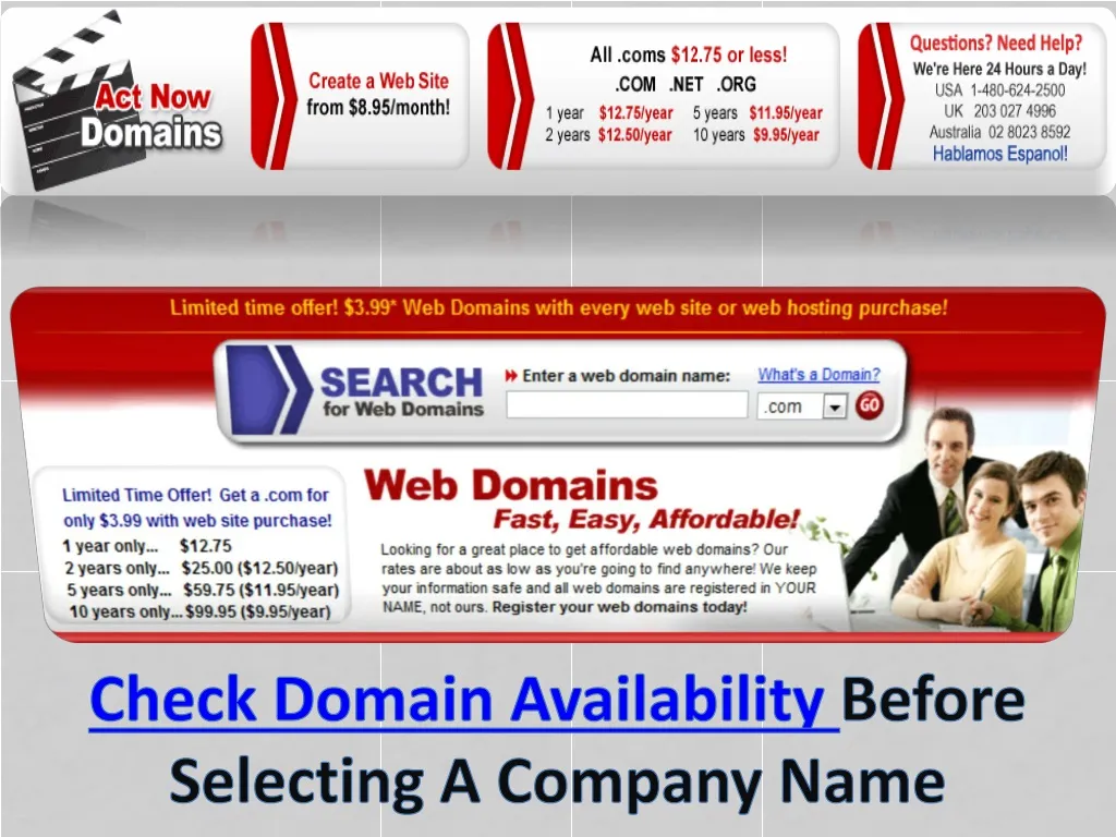 check domain availability before selecting