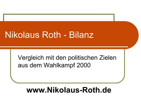 Nikolaus Roth - Bilanz
