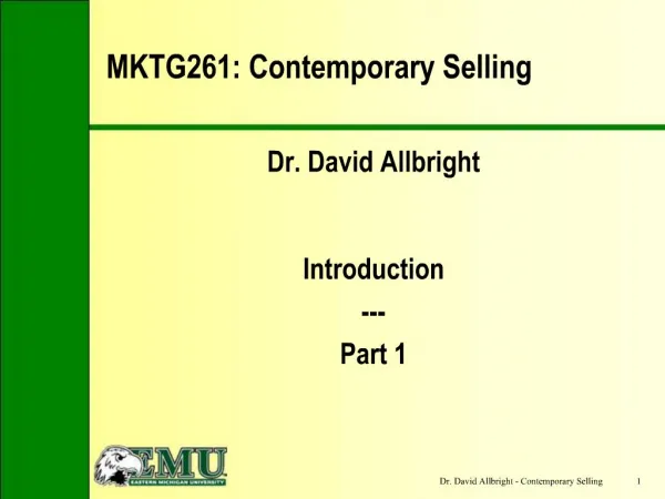 MKTG261: Contemporary Selling