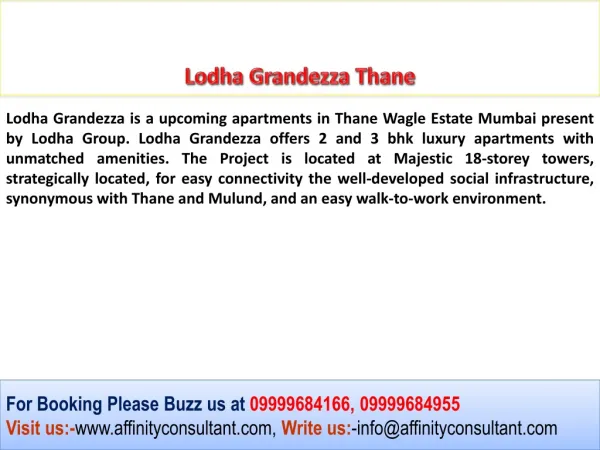 Lodha Grandezza Thane Call For Best Deal 09999684955