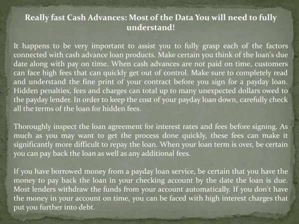 payday cash advances