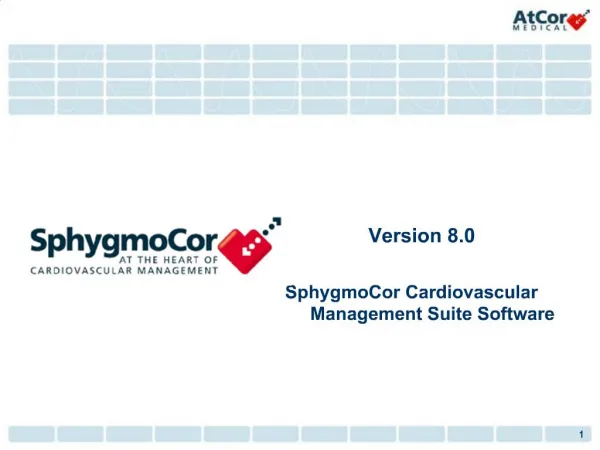 Version 8.0 SphygmoCor Cardiovascular Management Suite Software