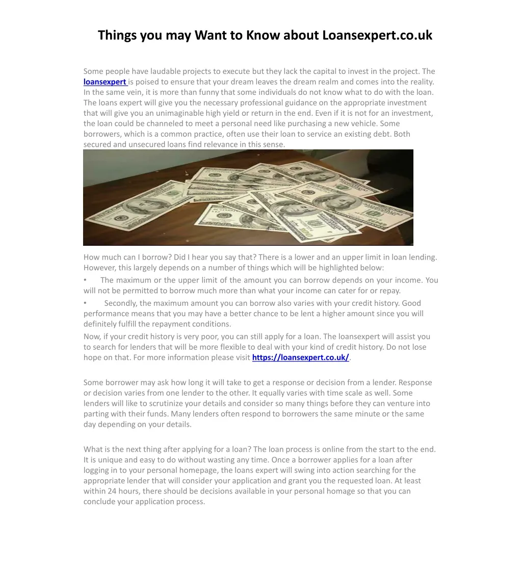 things you may want to know about loansexpert co uk