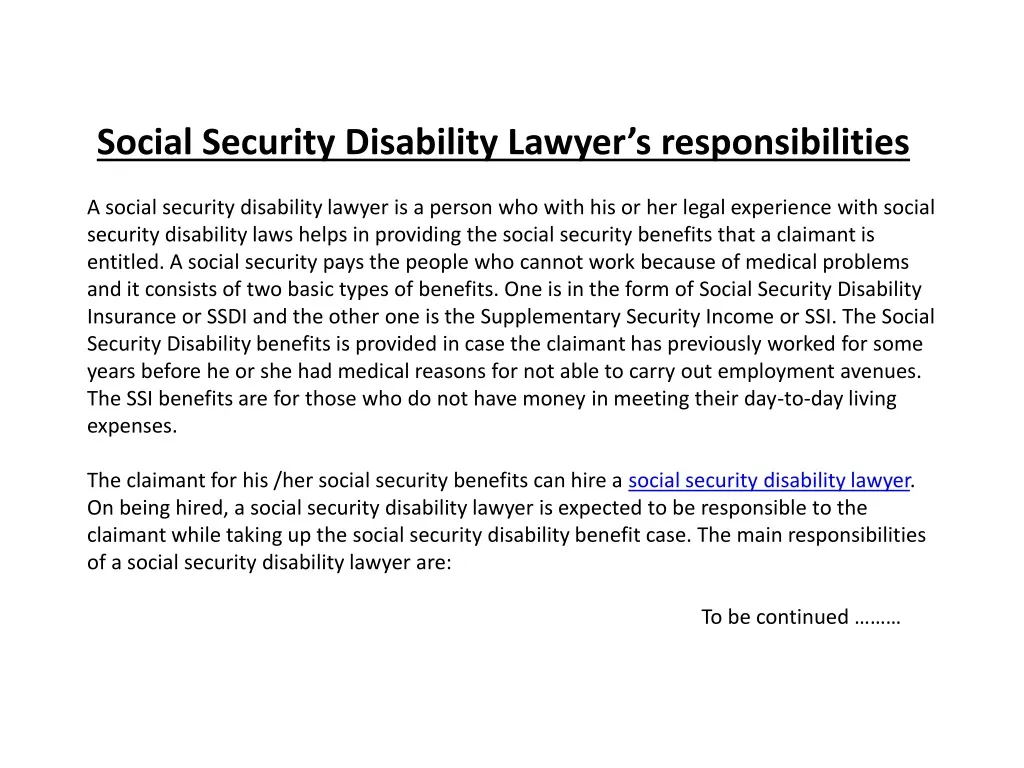 social security disability lawyer s responsibilities