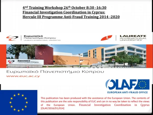 4 nd Training Workshop 26 th October 8:30 -16:30