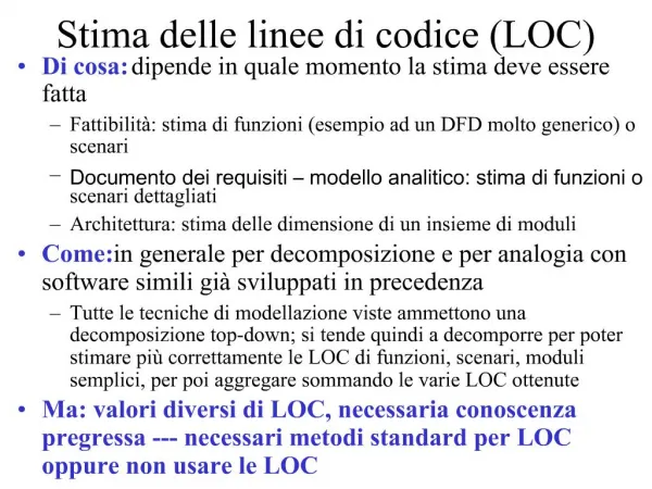 Stima delle linee di codice LOC