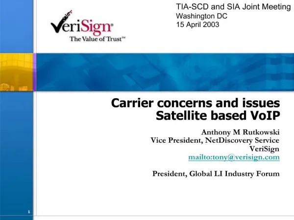 Carrier concerns and issues Satellite based VoIP