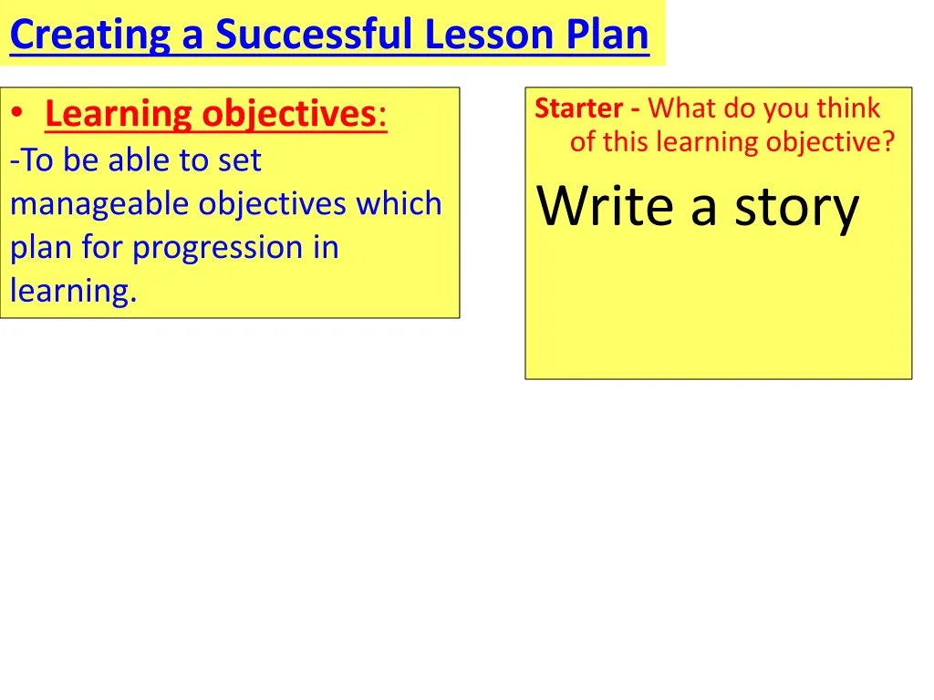 creating a successful lesson plan
