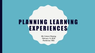 Planning learning experiences - slide 1