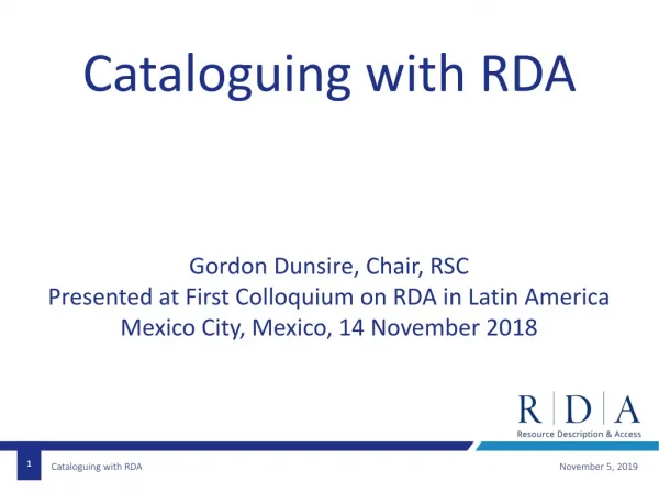 Cataloguing with RDA