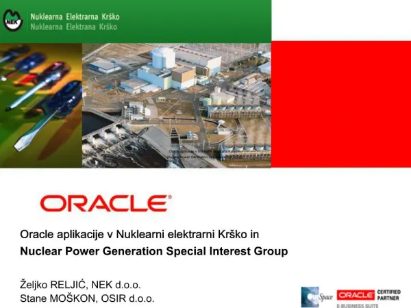 Oracle aplikacije v Nuklearni elektrarni Kr ko in Nuclear Power Generation Special Interest Group
