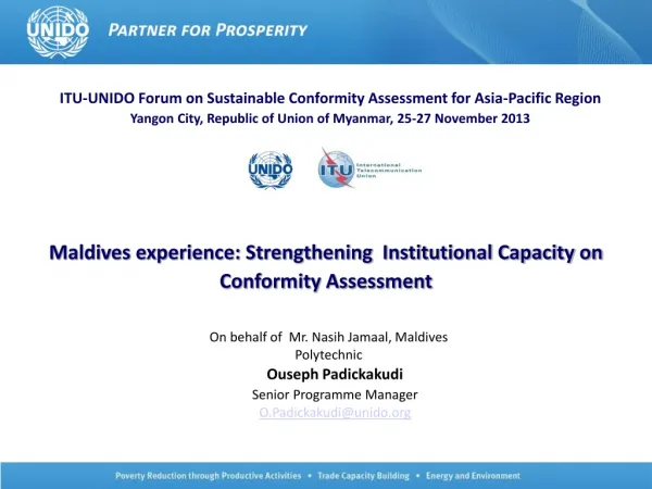 Maldives experience: Strengthening Institutional Capacity on Conformity Assessment