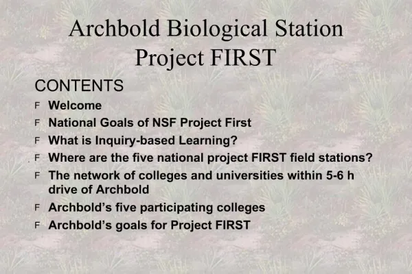Archbold Biological Station Project FIRST