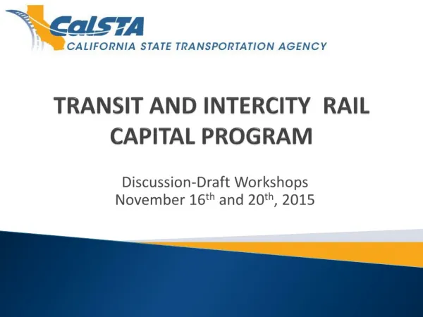 TRANSIT AND INTERCITY RAIL CAPITAL PROGRAM