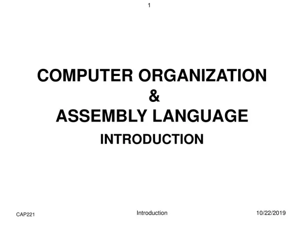 COMPUTER ORGANIZATION &amp; ASSEMBLY LANGUAGE