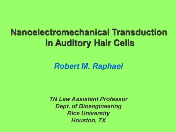 Nanoelectromechanical Transduction in Auditory Hair Cells