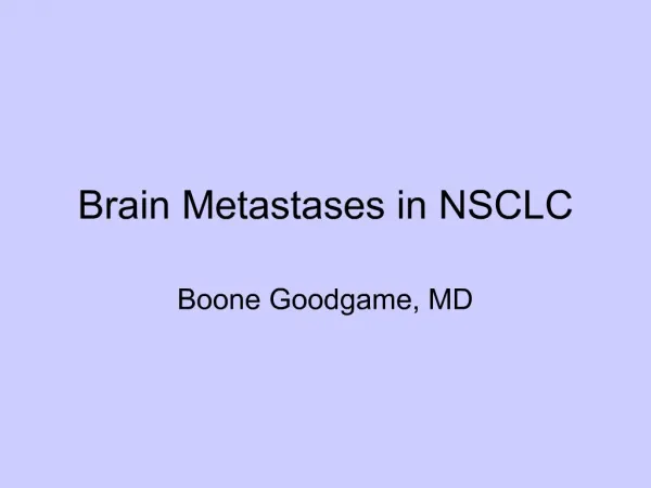 Brain Metastases in NSCLC