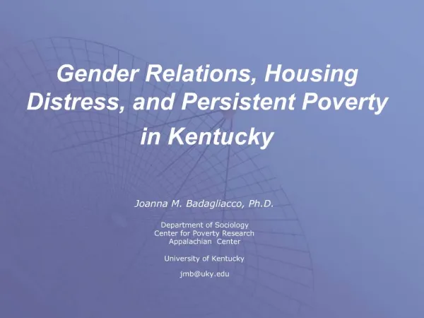 Gender Relations, Housing Distress, and Persistent Poverty in Kentucky