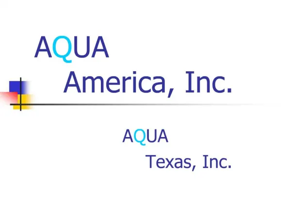 AQUA America, Inc.