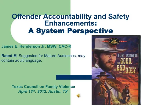 Offender Accountability and Safety Enhancements: A System Perspective