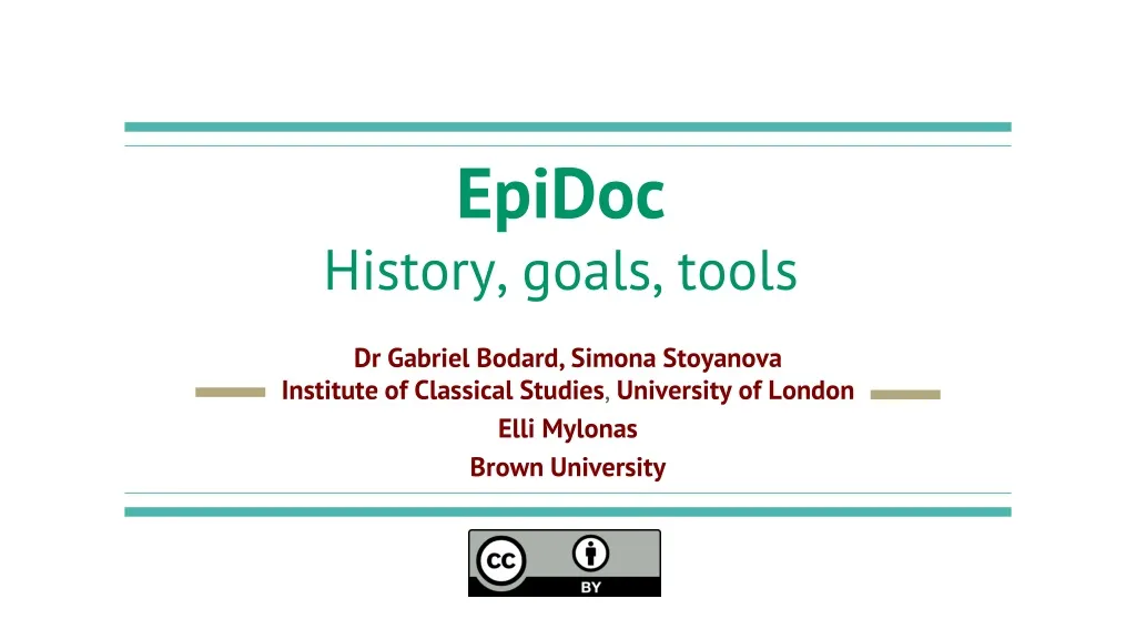 epidoc history goals tools