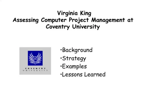 Virginia King Assessing Computer Project Management at Coventry University