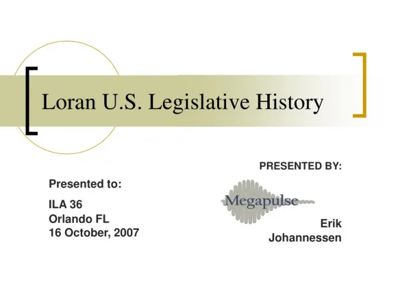 Loran U.S. Legislative History