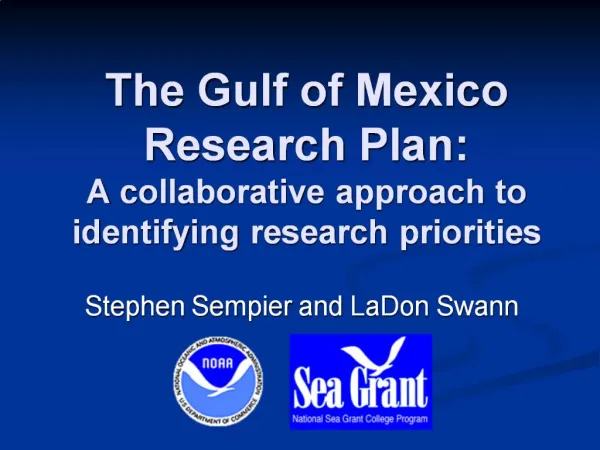The Gulf of Mexico Research Plan: A collaborative approach to identifying research priorities