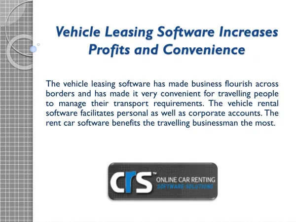The Vehicle Rental Software Keeps Track of Business as Usual