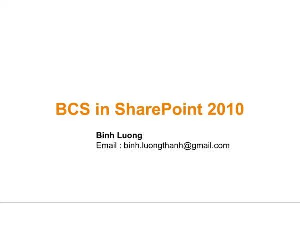 BCS in SharePoint 2010