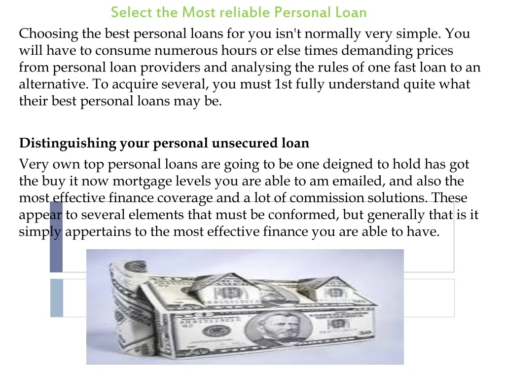 select the most reliable personal loan