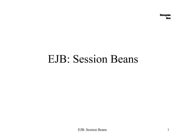 EJB: Session Beans