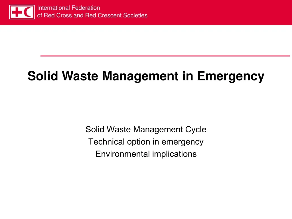 solid waste management in emergency
