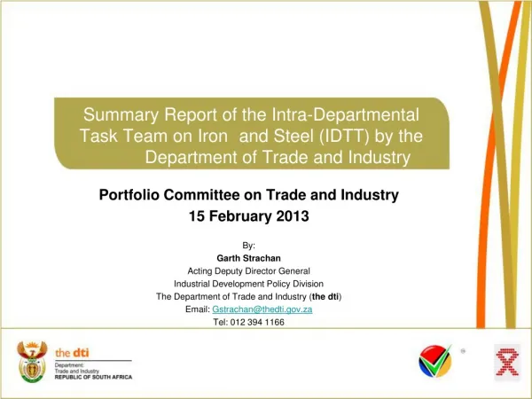 Portfolio Committee on Trade and Industry 15 February 2013