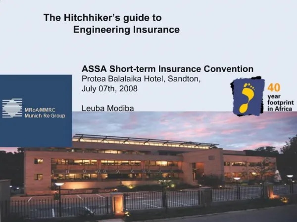 The Hitchhiker s guide to Engineering Insurance
