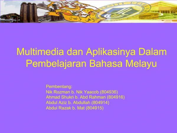 Multimedia dan Aplikasinya Dalam Pembelajaran Bahasa Melayu