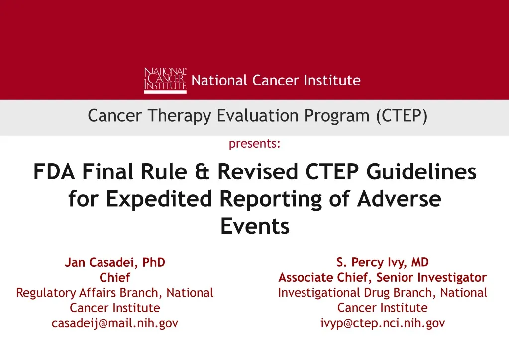 fda final rule revised ctep guidelines for expedited reporting of adverse events