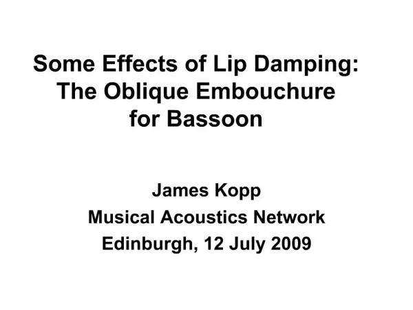 Some Effects of Lip Damping: The Oblique Embouchure for Bassoon