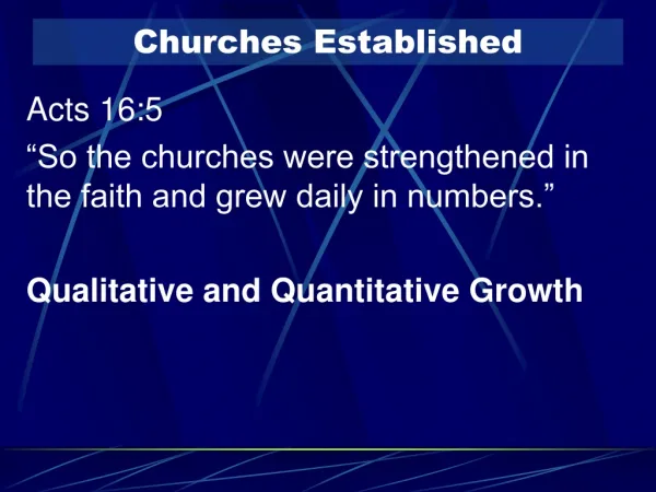 Churches Established