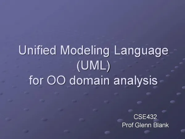 Unified Modeling Language UML for OO domain analysis